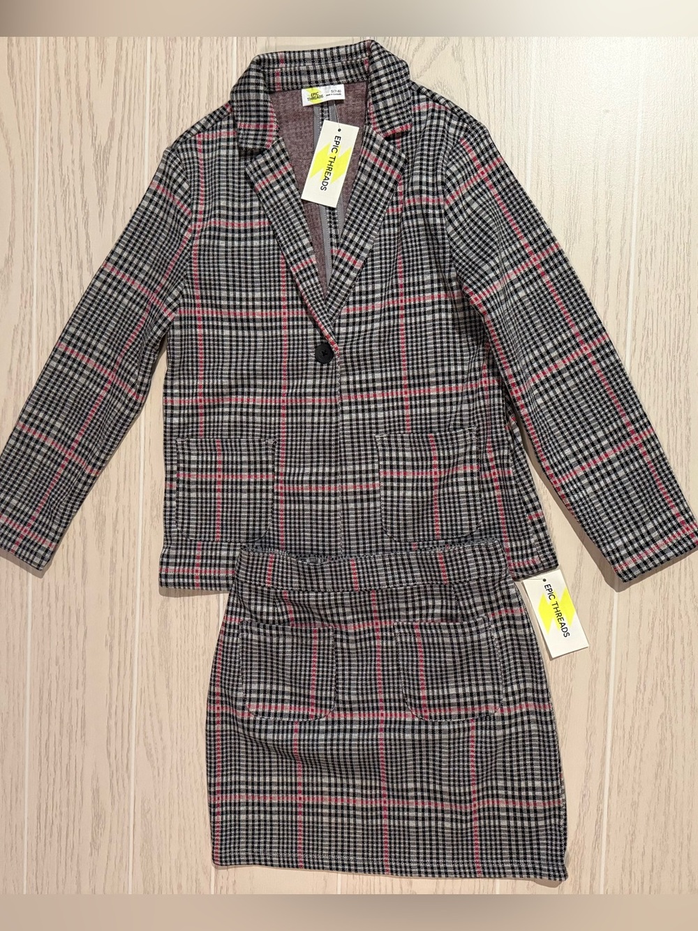 Epic Threads Girls 7/8 Plaid Blazer Skirt 2 Piece Set Preppy Academia NWT